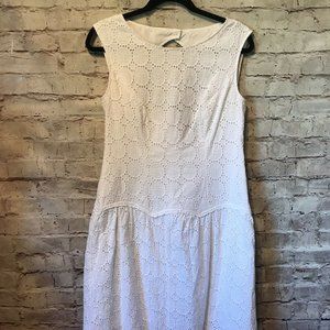 Adrianna Papell White Eyelet dress sz 8 career